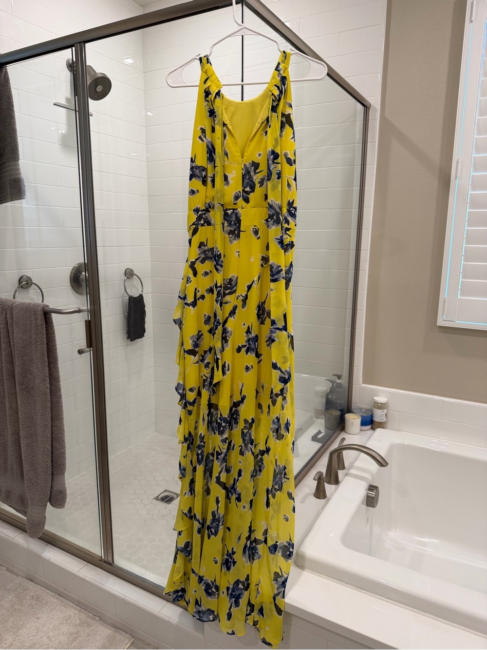 Eliza J Yellow Floral Halter Maxi Dress size 8